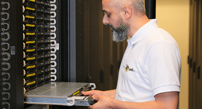 Yavuz Aydin in the server room