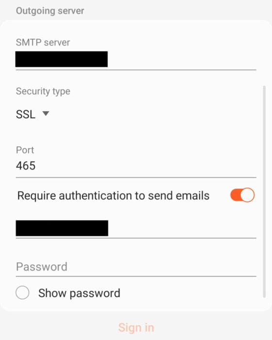 uitgaande server scherm