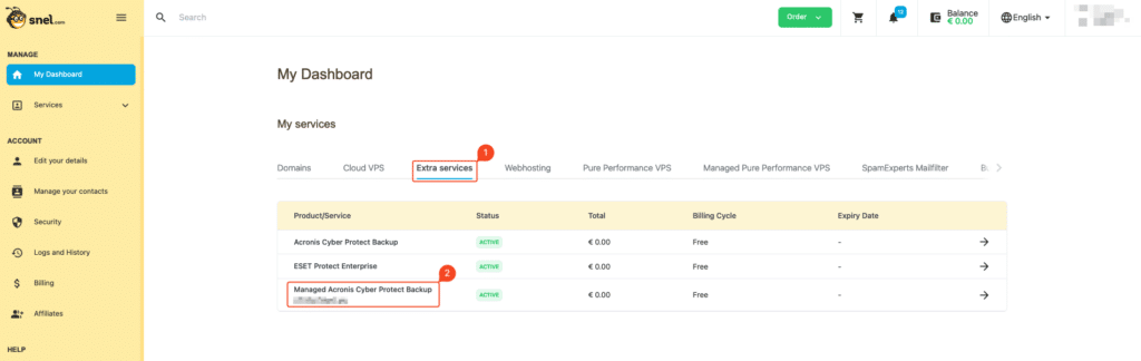 Navigate to Acronis Cyber Protect Backup