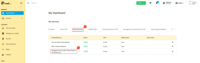 Navigate to Acronis Cyber Protect Backup
