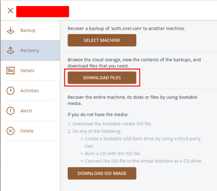 Download a complete backup from Acronis Management Console - 03 Download a complete backup from Acronis Management Console - 03