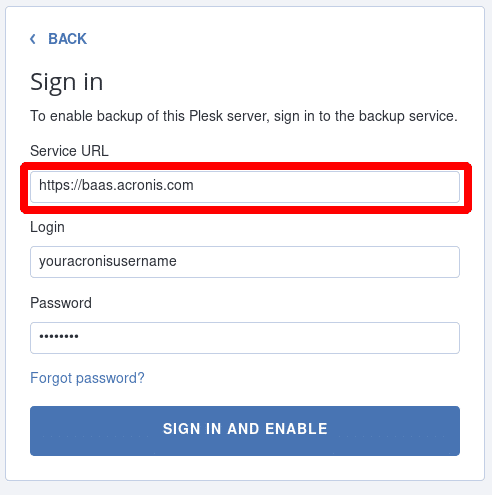How to setup Acronis Backup Cloud on Plesk - 05