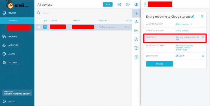 How to setup scheduled backups through Acronis Backup Cloud Management Console - 03