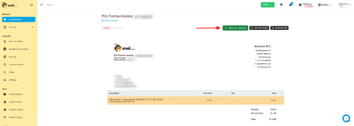 Pro-forma invoice