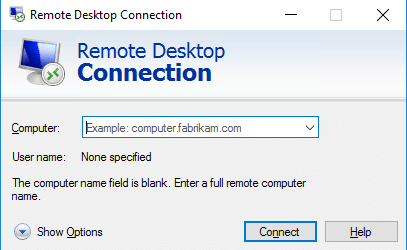 RDP login window