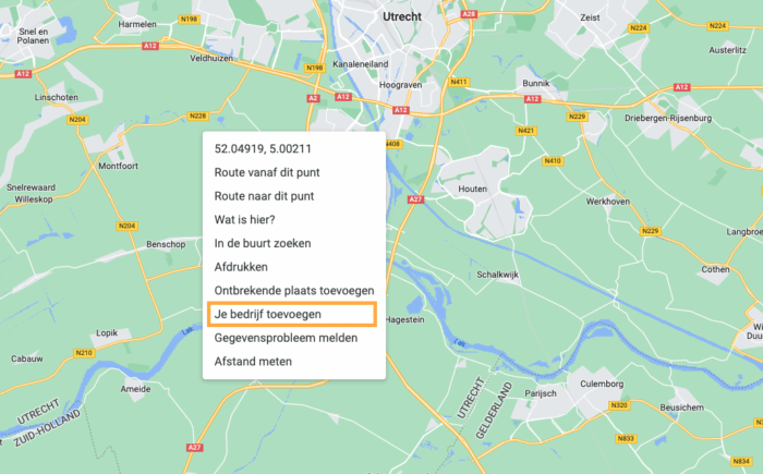 Bedrijf toevoegen in google maps