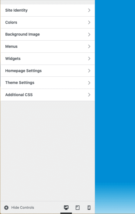 wordpress customiser