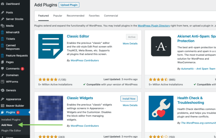 Plugin toevoegen WordPress screengrab