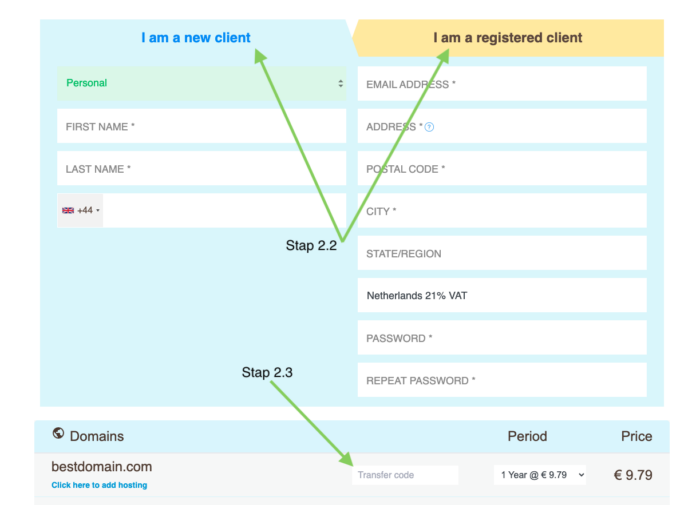 bestelproces domeinnaam screengrab