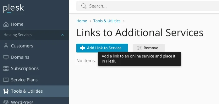 Add link to service button screenshot