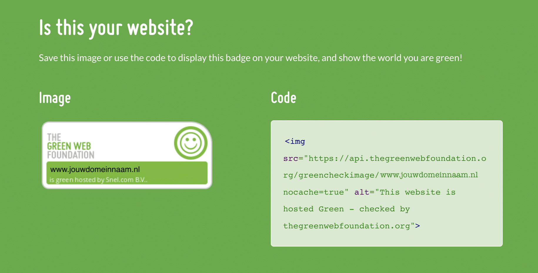 krijg de green webhosting badge