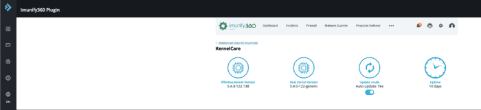 kernelcare in imunify360 scherm