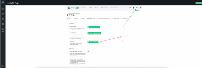 kernelcare in imunify360 scherm