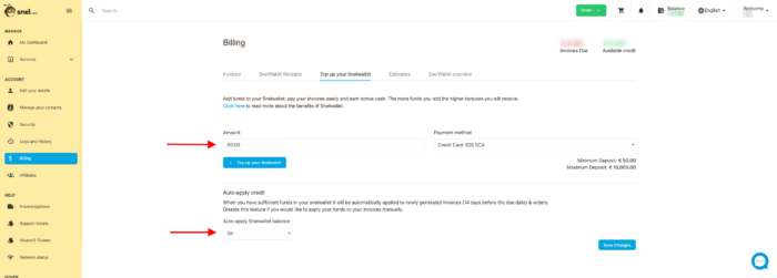 Snelwallet autorenew