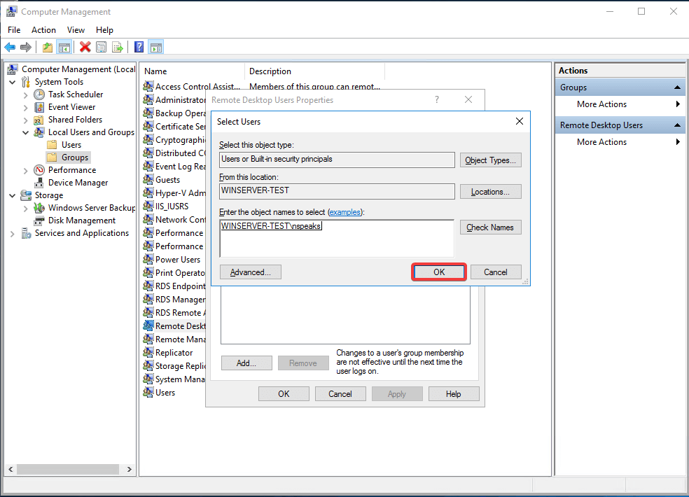 server 2016 remote desktop authorize remote login