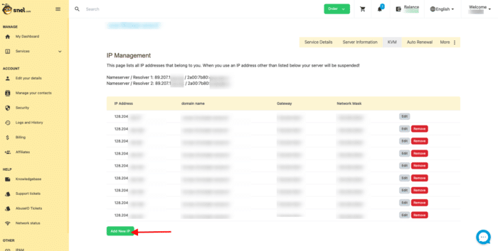 Assign new IP address