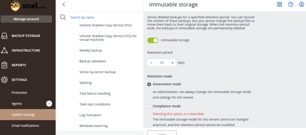 Immutable Storage in Acronis Backup Cloud | Snel.com
