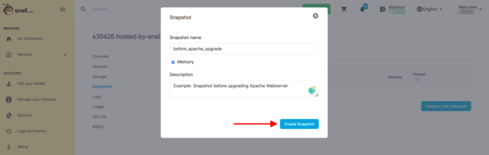 clientarea create snapshot clientarea create snapshot