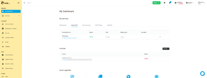 clientarea dashboard