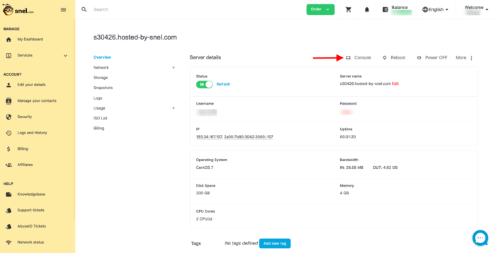 cloudvps open console cloudvps open console