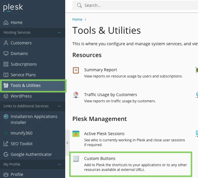 Custom buttons screenshot