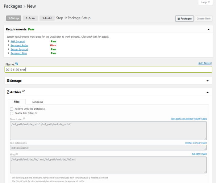 Duplicator Create Package Duplicator Create Package