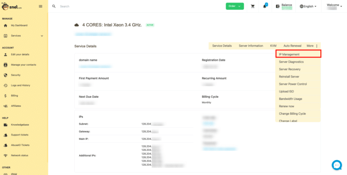 IP Management clientarea