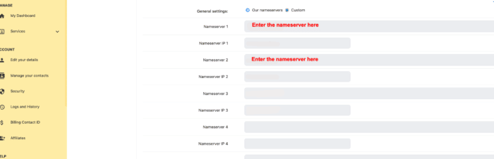 Verander de authoritative nameservers