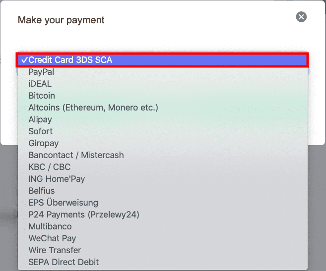 clientarea payment list