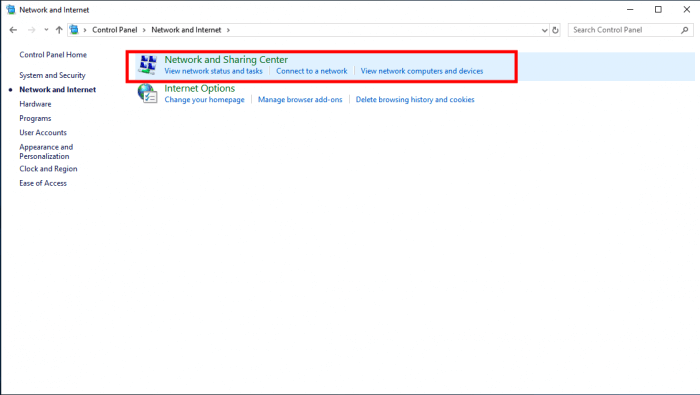 configuratiescherm netwerk en internet netwerkcentrum