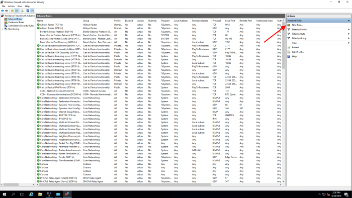 windows server 2016 new rule windows server 2016 new rule
