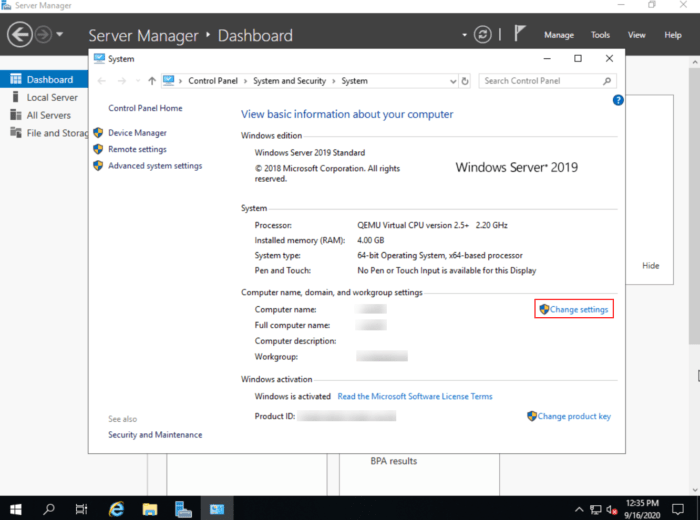 This PC Change settings