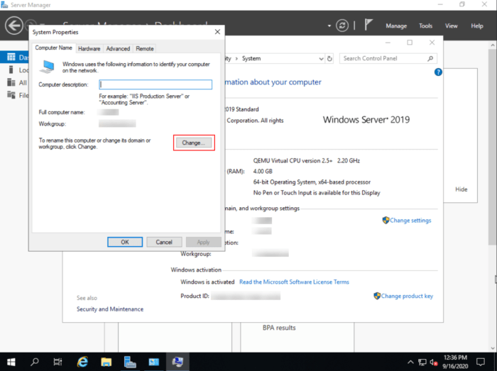 System properties change