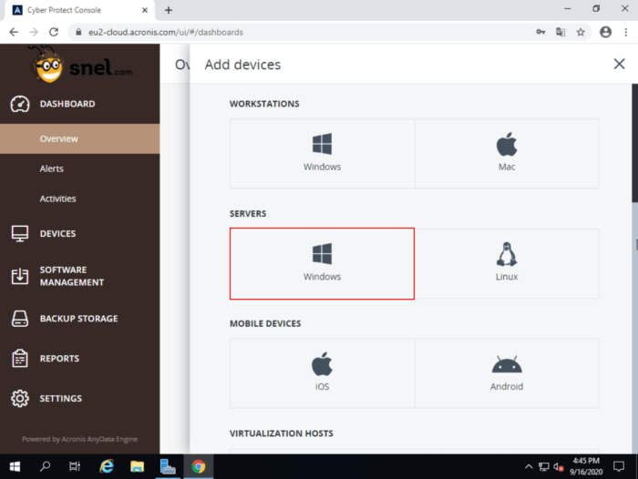 Acronis add windows server Acronis add windows server