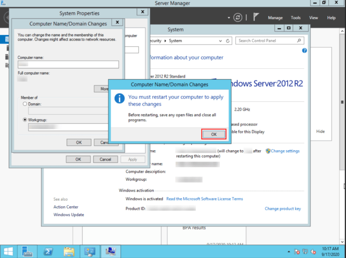 Windows Server 2012 restart computer