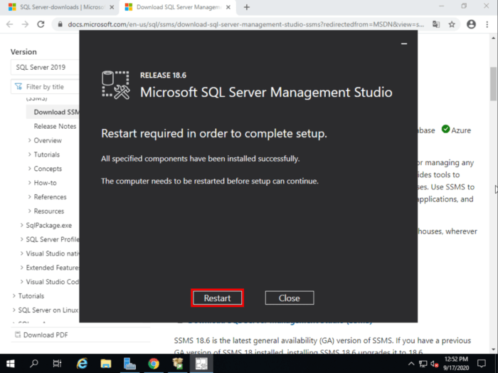 SSMS restart pc SSMS restart pc