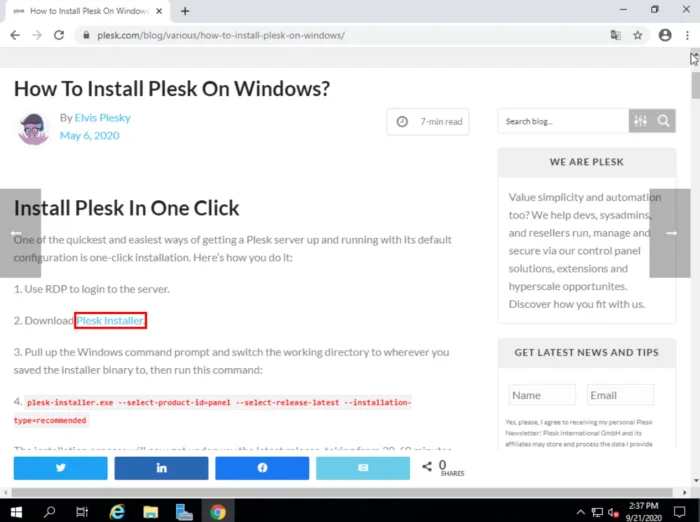 Plesk Installer Browser Plesk Installer Browser