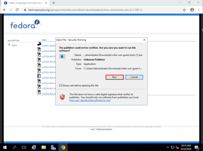 WS2016 Virtio Win Run WS2016 Virtio Win Run