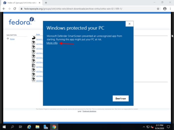 Windows Protection Notification