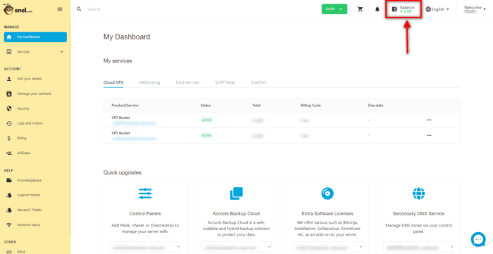 dashboard balance