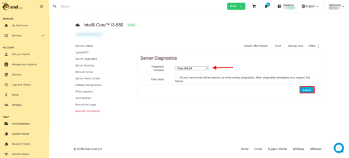 Clientarea server template