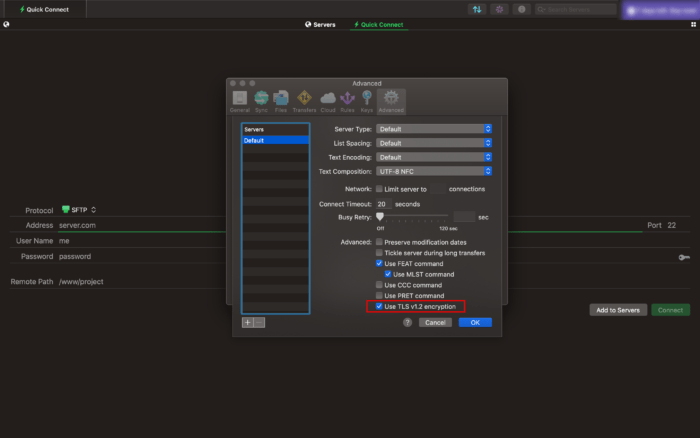 Transmit Preferences Advanced TLS v1.2