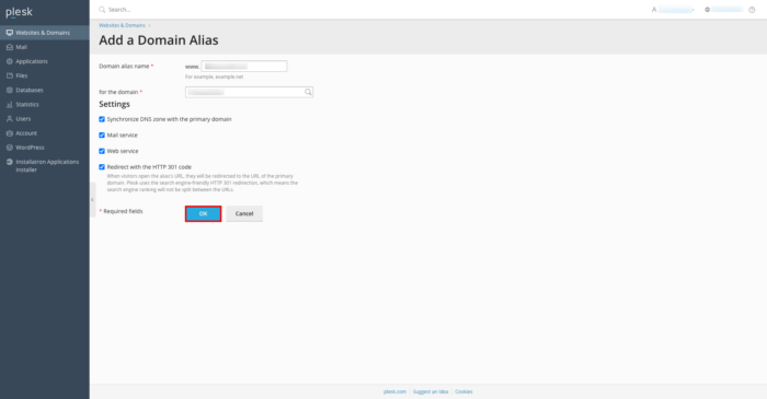 adding domain alias adding domain alias