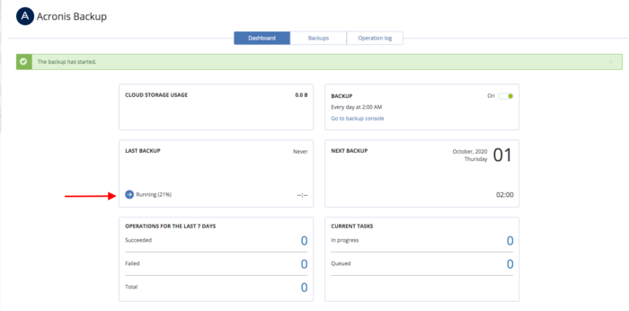Acronis cPanel backup menu-2