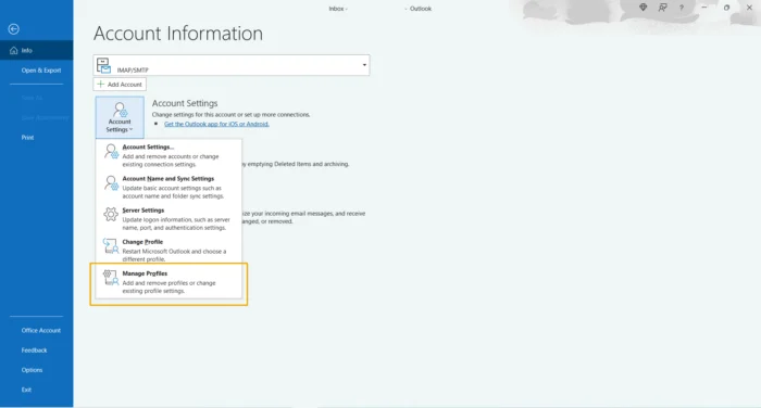 manage profile in office microsoft 365 setup